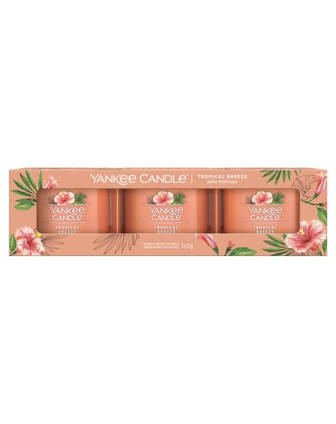 Coffret 3 bougies votives Signature Brise Tropicale - 1 mèche 10h