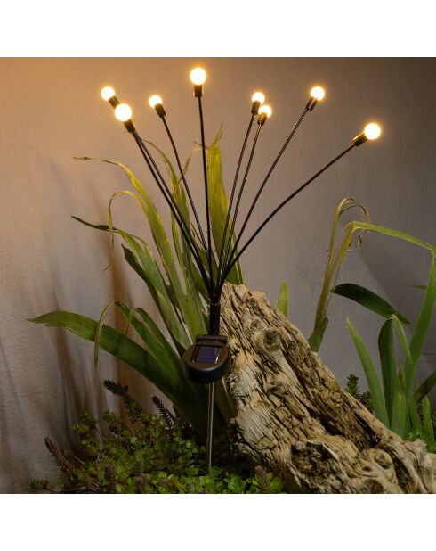 Décoration lumineuse à énergie solaire Bouquet 8 LED noire - 69/63.5x11,5x7.3 cm