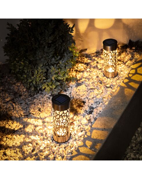 Baliza solar de acero inoxidable gris - 28,3/18,3xD.6,9 cm