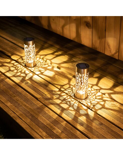 Baliza solar de acero inoxidable gris - 28,3/18,3xD.6,9 cm