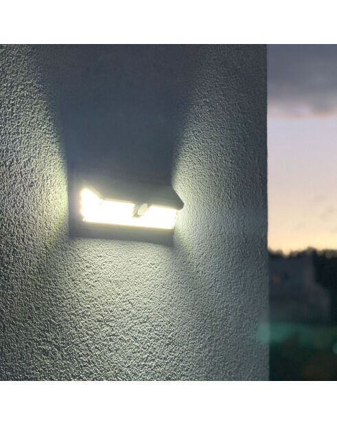 Sehr heller Solar-Wandstrahler mit Präsenzmelder 300 Lumen schwarz - 29,8 x 48,7 x 10,5 cm