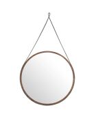 Miroir circulaire suspendu avec cadre en bois noyer - D.75x3 cm