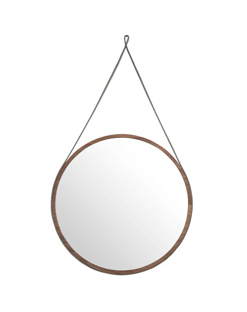 Miroir circulaire suspendu avec cadre en bois noyer - D.75x3 cm