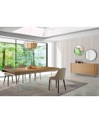 Miroir circulaire suspendu avec cadre en bois noyer - D.75x3 cm