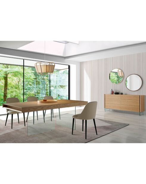 Miroir circulaire suspendu avec cadre en bois noyer - D.75x3 cm