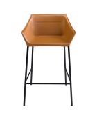 Tabouret avec assise et dossier en similicuir marron/noir mat - 59x55x92 cm