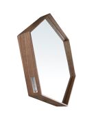 Miroir mural hexagonal avec cadre en bois - 46x40x6 cm