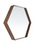 Miroir mural hexagonal avec cadre en bois - 46x40x6 cm