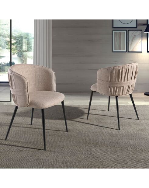 Chaise en tissu marron/noir mat - 58x58x77 cm