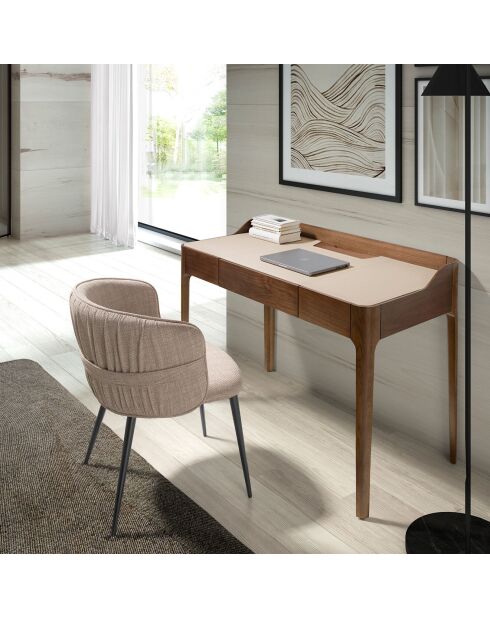 Chaise en tissu marron/noir mat - 58x58x77 cm