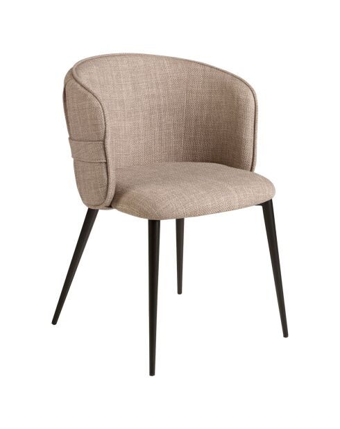 Chaise en tissu marron/noir mat - 58x58x77 cm