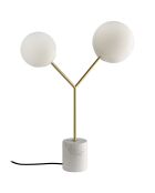 Tafellamp met goud/witte porseleinen marmeren voet - 53x20x63 cm