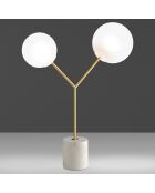 Tafellamp met goud/witte porseleinen marmeren voet - 53x20x63 cm