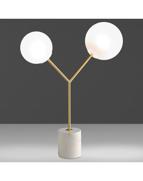 Tafellamp met goud/witte porseleinen marmeren voet - 53x20x63 cm