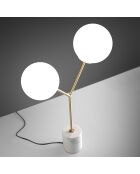 Tafellamp met goud/witte porseleinen marmeren voet - 53x20x63 cm