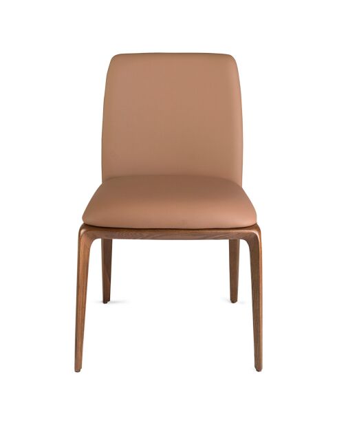 Chaise recouverte de cuir écologique marron - 52x60x83 cm
