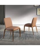 Chaise recouverte de cuir écologique marron - 52x60x83 cm