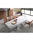Chaise recouverte de cuir écologique marron - 52x60x83 cm