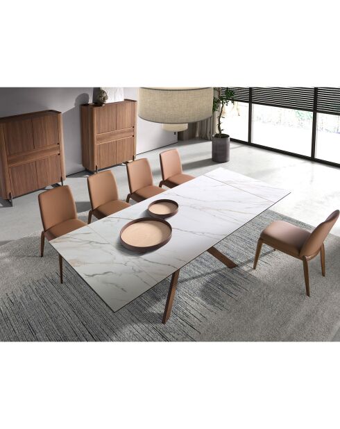 Chaise recouverte de cuir écologique marron - 52x60x83 cm