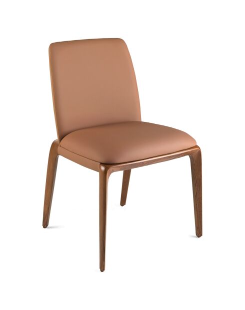 Chaise recouverte de cuir écologique marron - 52x60x83 cm