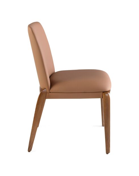 Chaise recouverte de cuir écologique marron - 52x60x83 cm