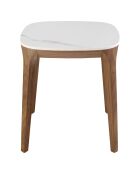 Table d'angle carrée avec plateau en marbre de porcelaine marbre blanc - 50x50x51 cm