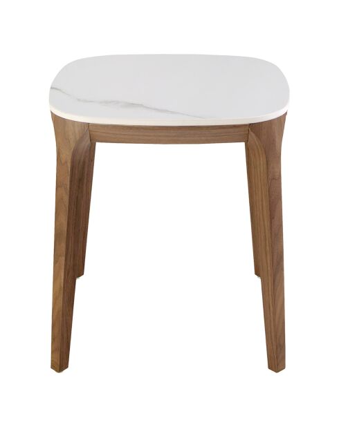 Vierkante hoektafel met porseleinen marmeren blad wit marmer - 50x50x51 cm