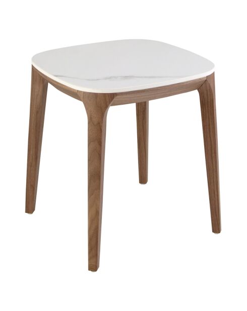 Vierkante hoektafel met porseleinen marmeren blad wit marmer - 50x50x51 cm