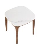 Table d'angle carrée avec plateau en marbre de porcelaine marbre blanc - 50x50x51 cm