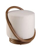 Pouf en tissu blanc/noyer - 52x47x54 cm