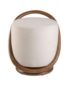 Pouf en tissu blanc/noyer - 52x47x54 cm