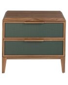 Table de chevet avec structure en PVC vert foncé/noyer - 60x40x51 cm