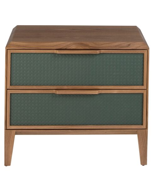 Nachttisch mit dunkelgrün/nussbaumfarbener PVC-Struktur - 60x40x51 cm