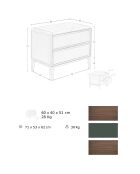 Table de chevet avec structure en PVC vert foncé/noyer - 60x40x51 cm
