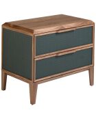 Table de chevet avec structure en PVC vert foncé/noyer - 60x40x51 cm