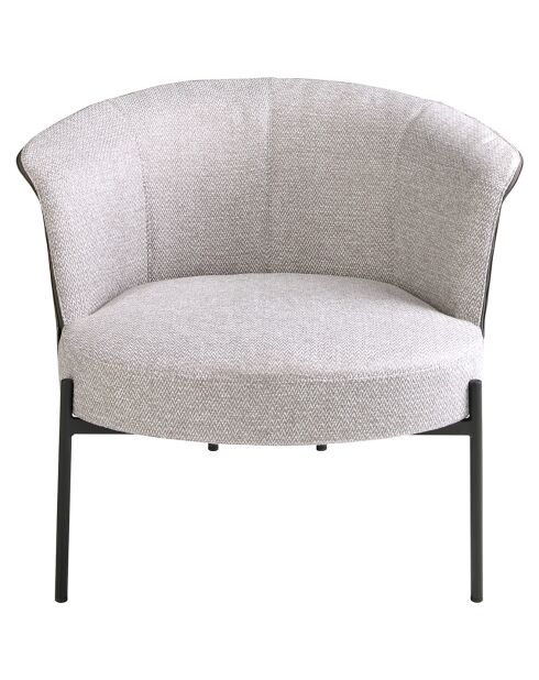 Fauteuil en tissu et similicuir gris/noir époxy - 84x68x69 cm