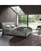 Fauteuil en tissu et similicuir gris/noir époxy - 84x68x69 cm