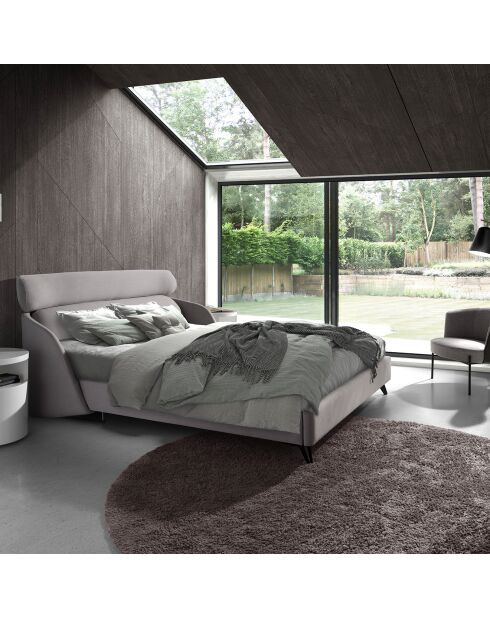 Fauteuil en tissu et similicuir gris/noir époxy - 84x68x69 cm