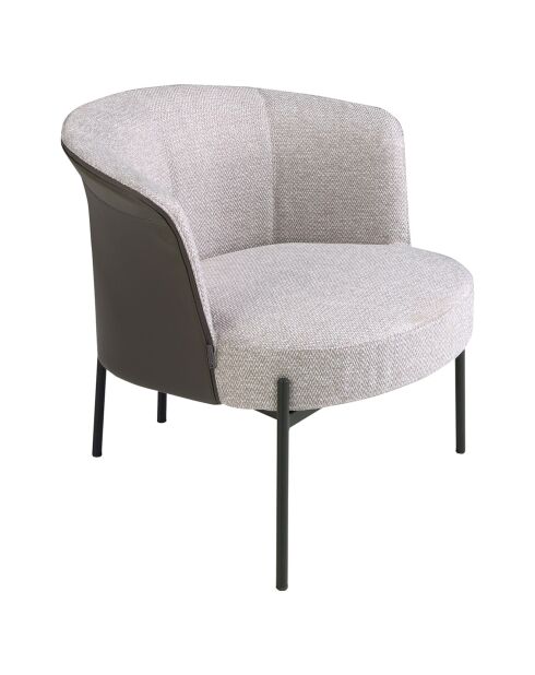 Fauteuil en tissu et similicuir gris/noir époxy - 84x68x69 cm
