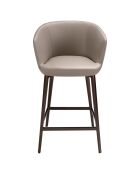 Tabouret avec assise et dossier en similicuir gris/métal brun - 56x53x91 cm