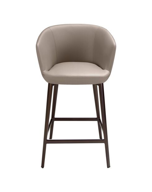Tabouret avec assise et dossier en similicuir gris/métal brun - 56x53x91 cm