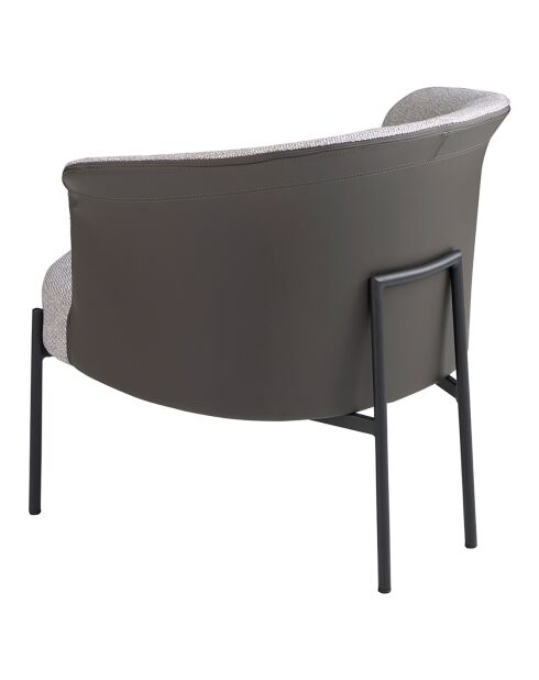 Fauteuil en tissu et similicuir gris/noir époxy - 84x68x69 cm
