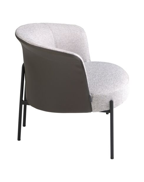 Fauteuil en tissu et similicuir gris/noir époxy - 84x68x69 cm