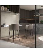 Tabouret avec assise et dossier en similicuir gris/métal brun - 56x53x91 cm