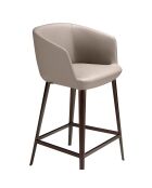 Tabouret avec assise et dossier en similicuir gris/métal brun - 56x53x91 cm