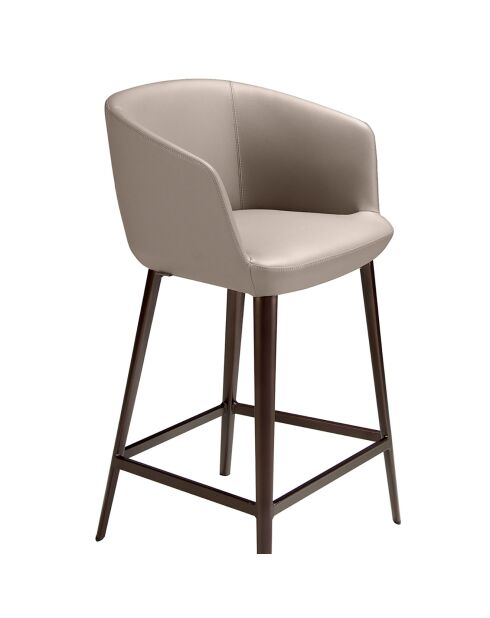 Tabouret avec assise et dossier en similicuir gris/métal brun - 56x53x91 cm