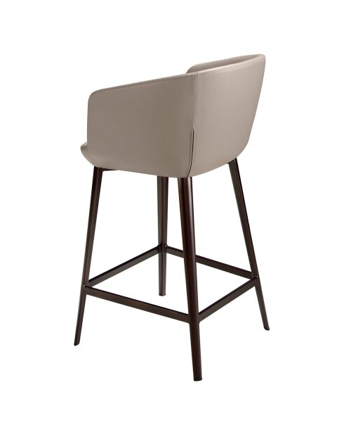 Tabouret avec assise et dossier en similicuir gris/métal brun - 56x53x91 cm