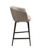 Tabouret avec assise et dossier en similicuir gris/métal brun - 56x53x91 cm