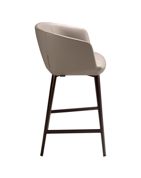 Tabouret avec assise et dossier en similicuir gris/métal brun - 56x53x91 cm