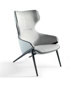 Fauteuil revêtu de tissu et un cadre en acier gris/noir - 70x90x102 cm